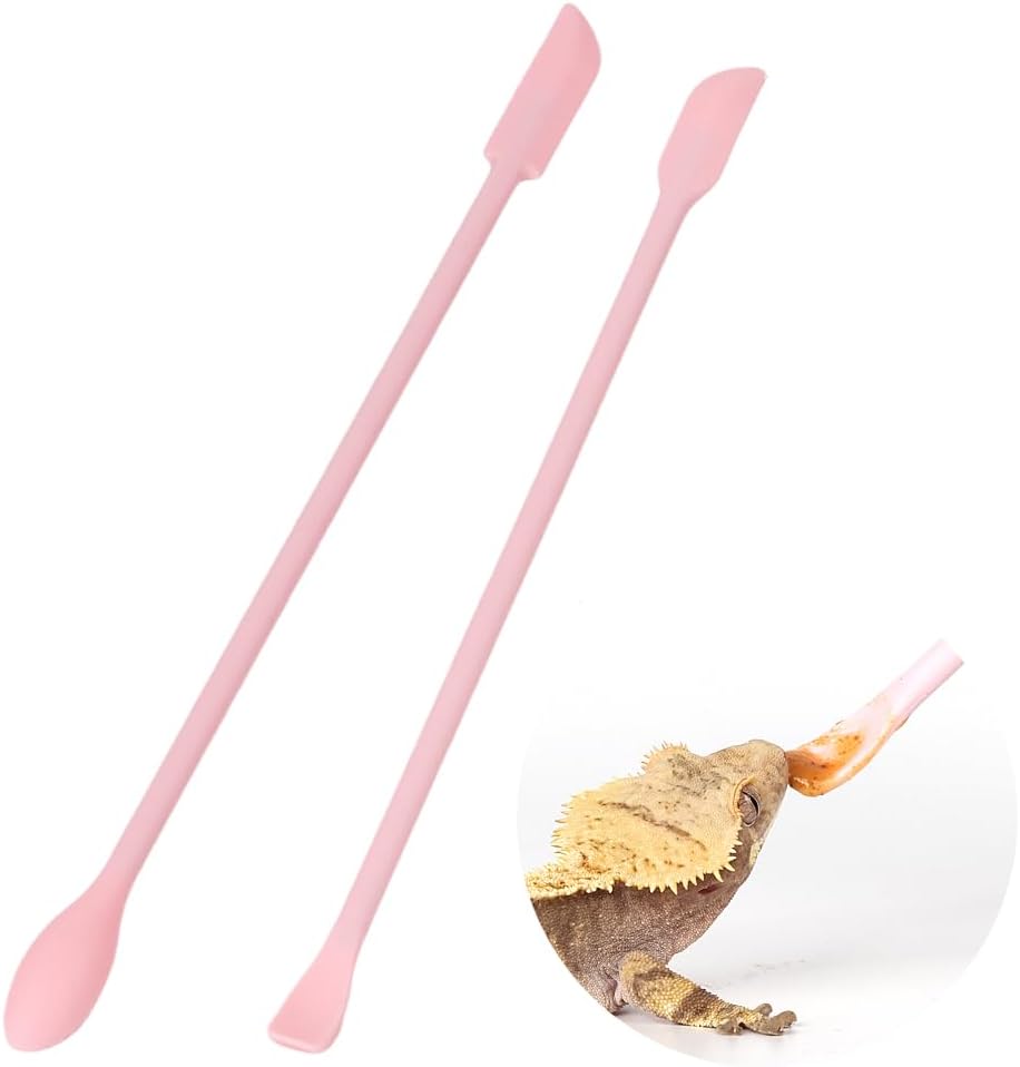 2Pcs Reptile Powder Fruit Mixing Stirring Food Feeding Spoon fit Crested Gecko Gargoyle Bearded
