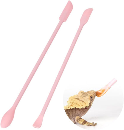 2Pcs Reptile Powder Fruit Mixing Stirring Food Feeding Spoon fit Crested Gecko Gargoyle Bearded