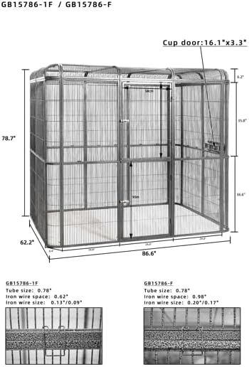 SENY Heavy Duty Large Walk-in Bird Aviary Cage, 79H x 86W x 62D inches, for Parrots, Macaws