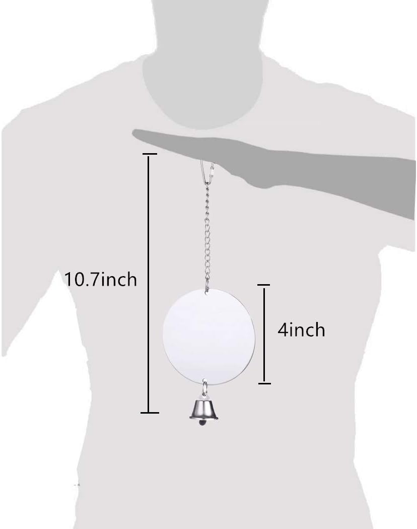 Hypeety Pet Bird Mirror Toy with Bells Hanging Toy for Parakeet Cockatiel Conure Lovebirds Finch