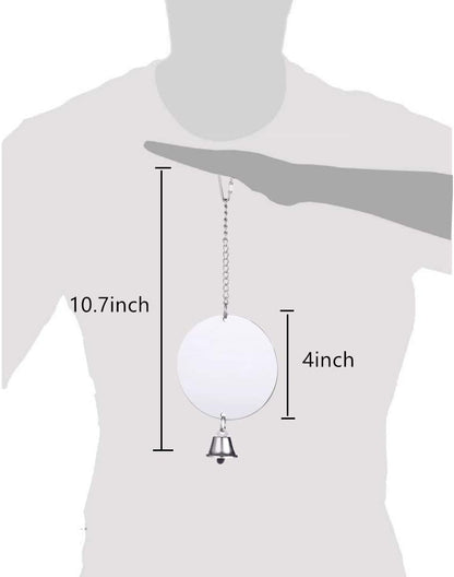 Hypeety Pet Bird Mirror Toy with Bells Hanging Toy for Parakeet Cockatiel Conure Lovebirds Finch