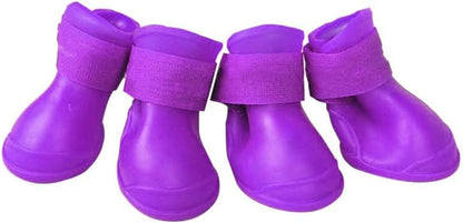 4Pcs Silicone Dog Boots, All Weather Non Slip Dog Rainshoes Boots Shoes for Hot Pavement, Snow