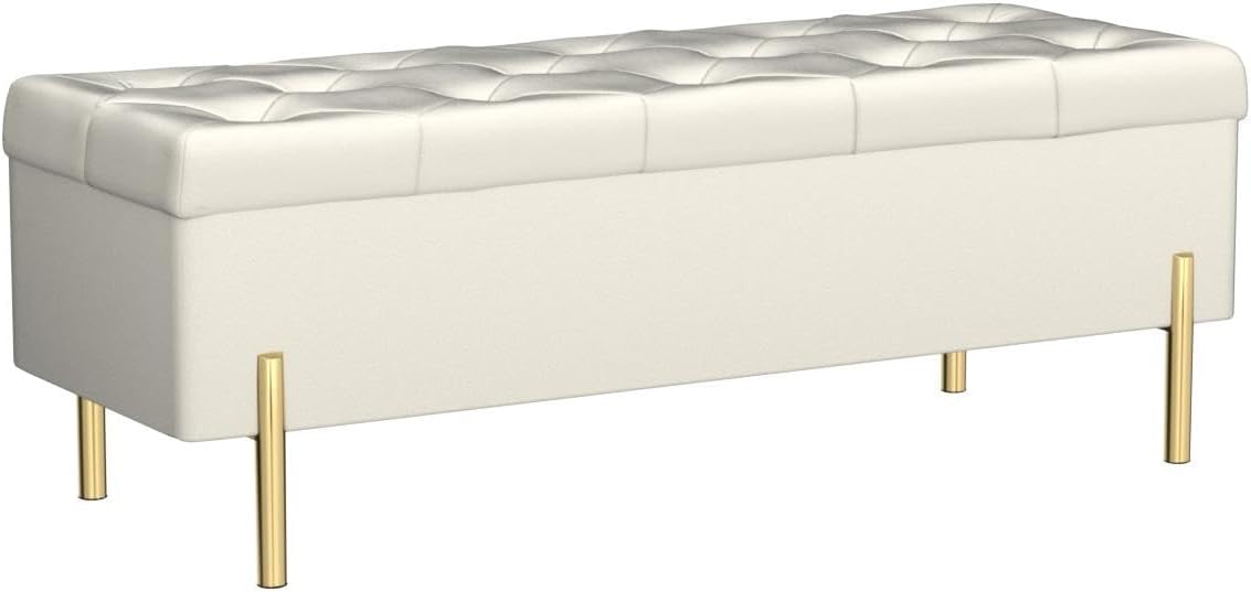 Velvet Storage Bench Ottoman,Versatile Seating with Hidden Storage,End of Bed Bench,Tufted Bench