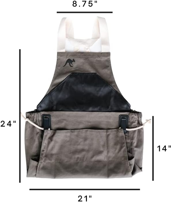Roo Gardening Apron with Pockets & Harvesting, Picking Pouch - Adjustable, Water-resistant