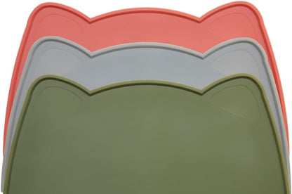 OHMO - Cat Food Mat, Silicone Pet Feeding Mat for Floor Non-Skid Waterproof Dog Water Bowl Tray
