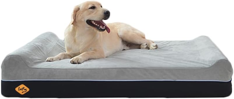 Laifug Orthopedic Memory Foam Extra Large Dog Bed Pillow(50"x36"x10", Slate Grey) Durable Water