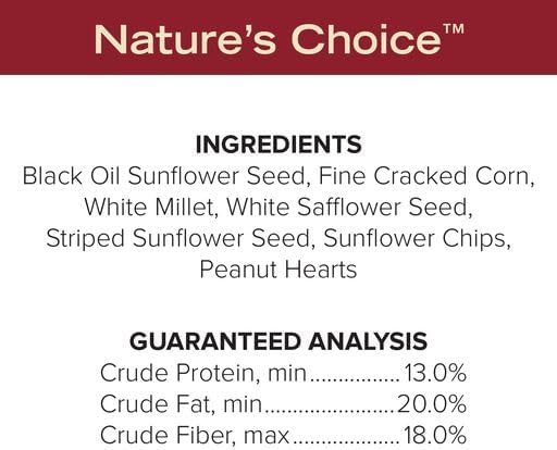 Blue Seal Nature's Choice Wild Bird Seed | High Energy Blend, Sunflower and White Safflower Seeds