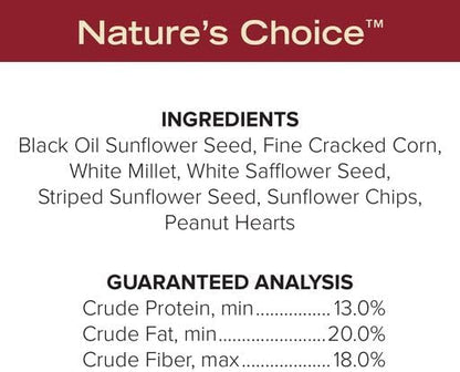 Blue Seal Nature's Choice Wild Bird Seed | High Energy Blend, Sunflower and White Safflower Seeds