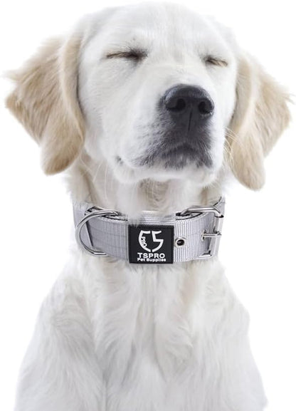 TSPRO Tactical Dog Collar 1.5 Inch Wide Thick Dog Collars with Heavy Duty Metal Buckle, Durable