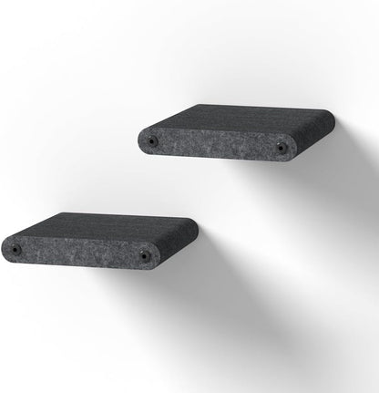 Wall Mounted Cat Steps Short Shelves (2) by Pryde Pets - Stairs for Walkways, 100% Sustainable PET