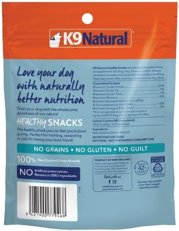 K9 Naturals, Freeze-Dried Single Ingredient Dog Treats, High-Value, Low-Calorie Protein Bites for