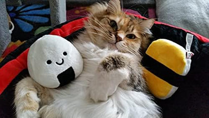 TONBO Soft Plush Small Cute and Cozy Sushi Dog Cat Bed with Two Sushi Crinkle Toys, Washer and