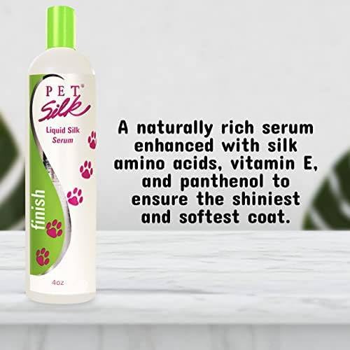 Pet Silk Liquid Silk Serum 4oz, Leave-in Finishing Spray Conditioner & Detangler, Inused with Silk