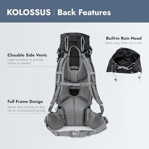 K9 Sport Sack Kolossus - X-Large, Black - The Big Dog Backpack - Ideal for Dogs 23-25” Long - Fully