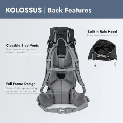 K9 Sport Sack Kolossus - X-Large, Black - The Big Dog Backpack - Ideal for Dogs 23-25” Long - Fully