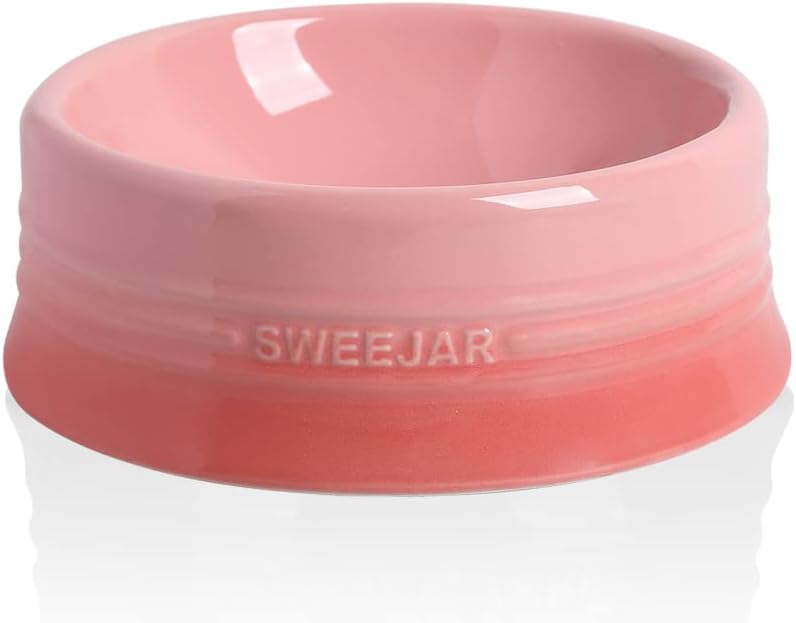Sweejar Ceramic Dog Bowl, 32 oz, Gradient Pink, Porcelain Pet Dish for Food and Water, Non