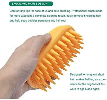 Dog Cat Pet Grooming Brush - Silicone Massage Brush for Deshedding and Bathing, Anti-Slip Rubber