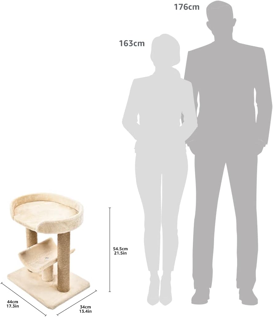 Amazon Basics Multi- Platform Cat Tree with Scratching Post for Indoor Cats up to 25lbs, 18 x 14 x