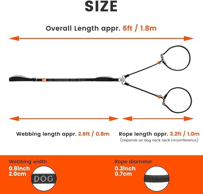 Howgo Double Slip Leash Slip Lead with Two Handles| Dual Dog Slip Lead for 2 Dogs,360° Swivel No