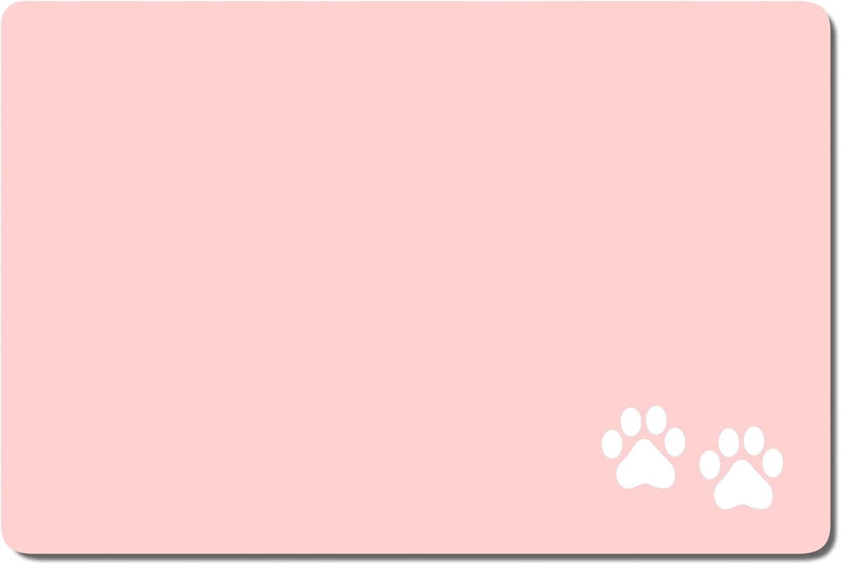 Rnivvi Dog Food Mat, 16" x 24" Footprint Absorbent Dog Cat Bowl Mat for Food and Water, Cute