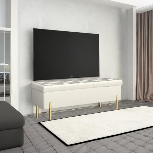 Velvet Storage Bench Ottoman,Versatile Seating with Hidden Storage,End of Bed Bench,Tufted Bench