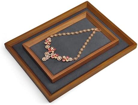 Oirlv Solid Wood Small Jewelry Tray Trade Showcase Countertop Jewelry Display Trays Rectangle