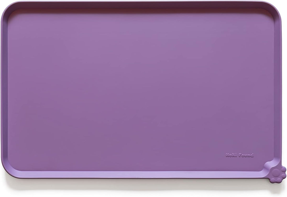 Hoki Found Large High-Sided Silicone Pet Food Tray - Non-Slip Bowls Placemat - Dog and Cat Feeding