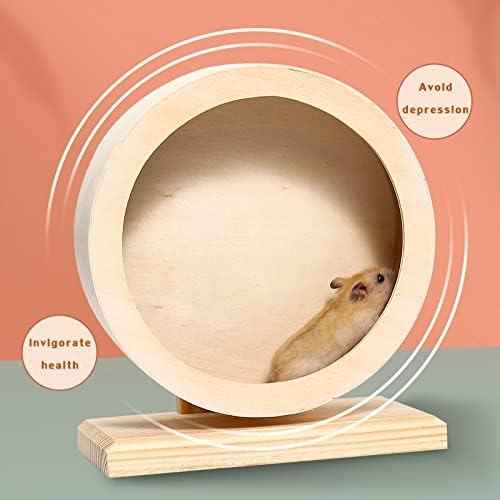 antiai Hamster Wooden Silent Wheel, Small Animal Exercise Wheel Accessories, Quiet Spinner Hamster
