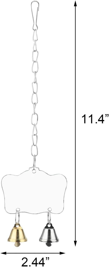 Hypeety Pet Bird Mirror Toy with Bells Hanging Toy for Parakeet Cockatiel Conure Lovebirds Finch