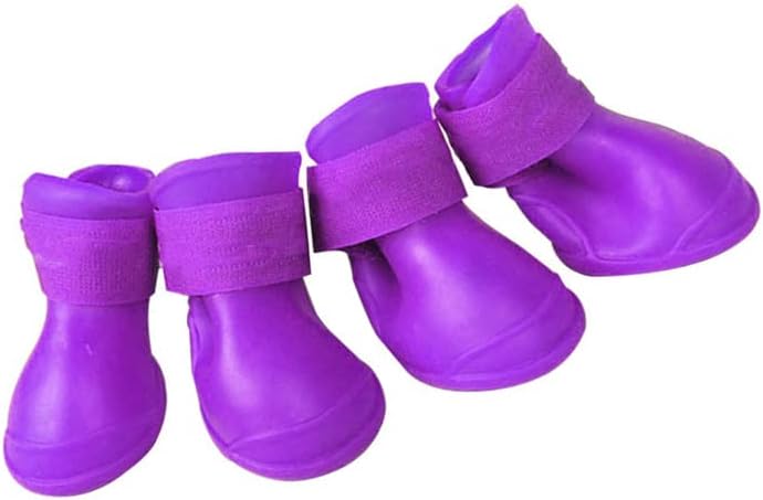 4Pcs Silicone Dog Boots, All Weather Non Slip Dog Rainshoes Boots Shoes for Hot Pavement, Snow