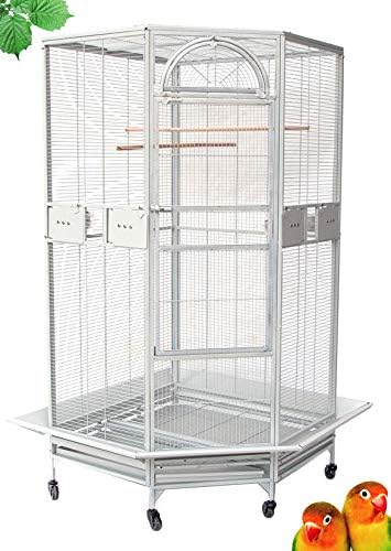 X-Large Corner Parrot Bird Flight Breeding Wrought Iron Rolling Home Cage Solid Plated Feeder Doors