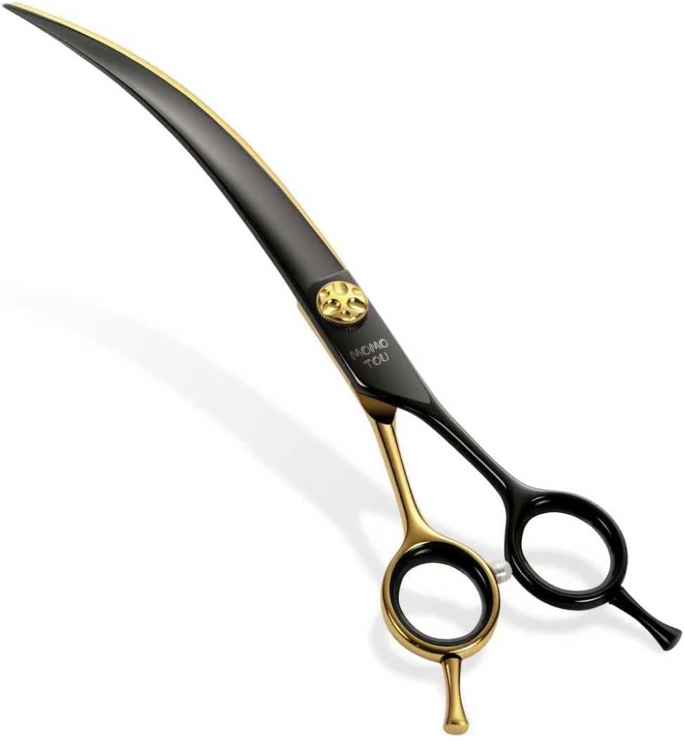 45°Super Curved Dog Grooming Scissors 440C Stainless Steel CNC 7.5'' Big Arc Curved Dog Shears