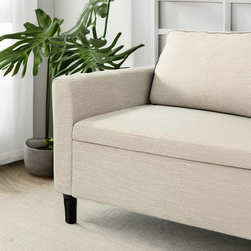 HULALA HOME Modern Storage Bench with Throw Pillows, 59.4" Extra Long Bedroom Ottoman Bench for End