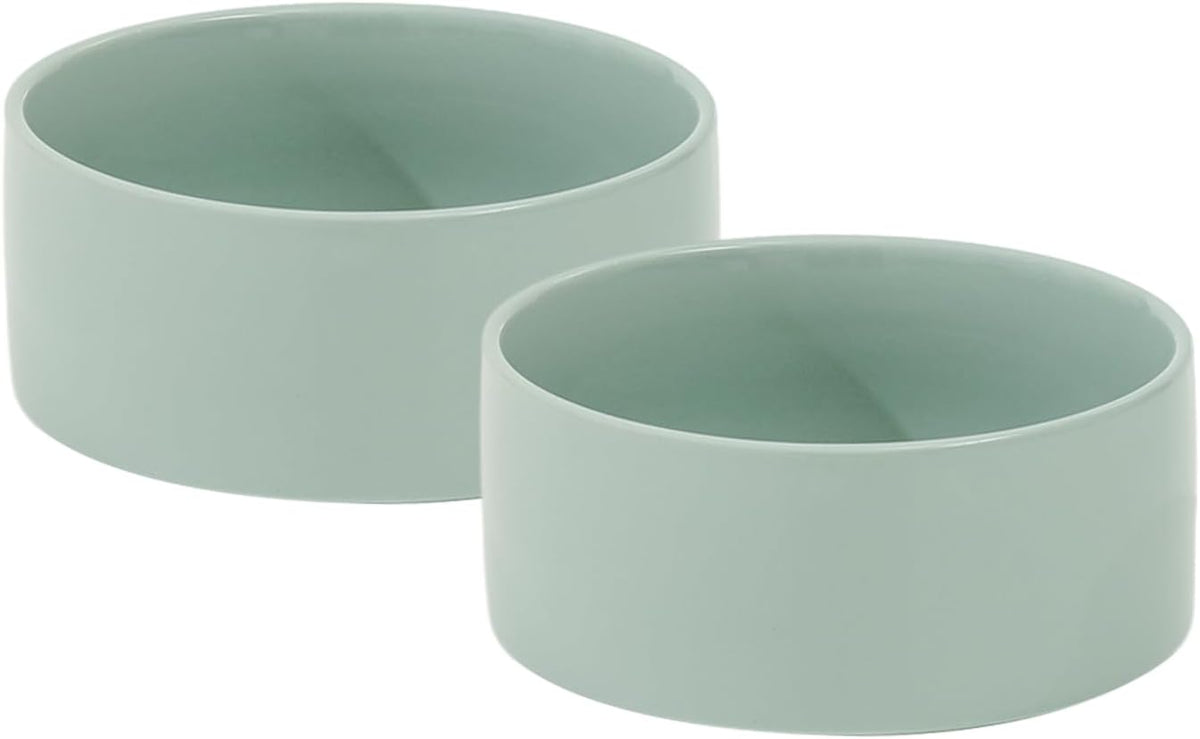 Ceramic 6.1inch Dog Bowls for Small and Medium Breed Dog Dish Pet Food and Water Bowl (Set of 2