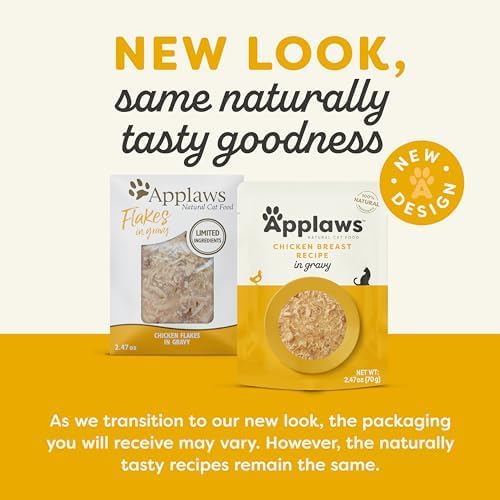 Applaws Natural Wet Cat Food in Gravy, Limited Ingredient Wet Cat Food Pouches, No Additives, Made