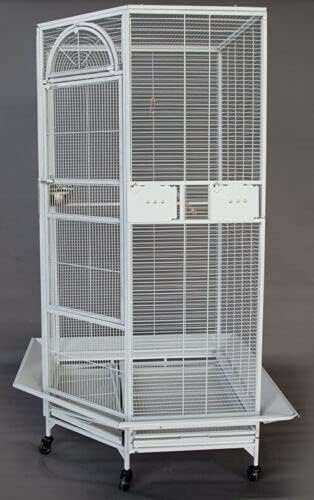 64" Extra Large Corner Bird Flight Breeding Wrought Iron Rolling Parrot Cage Side Solid Metal Plate
