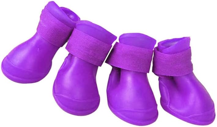 4Pcs Silicone Dog Boots, All Weather Non Slip Dog Rainshoes Boots Shoes for Hot Pavement, Snow