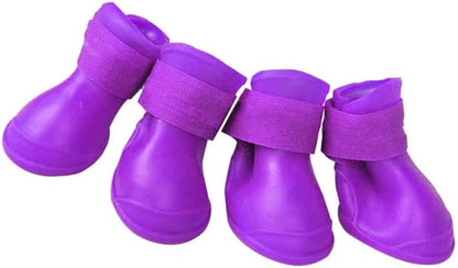 4Pcs Silicone Dog Boots, All Weather Non Slip Dog Rainshoes Boots Shoes for Hot Pavement, Snow