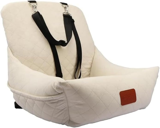 Dog Car Seat for Small Dogs,Ultra-Soft Fabric,2 Storage Pockets & Safety Leash,Adjustable