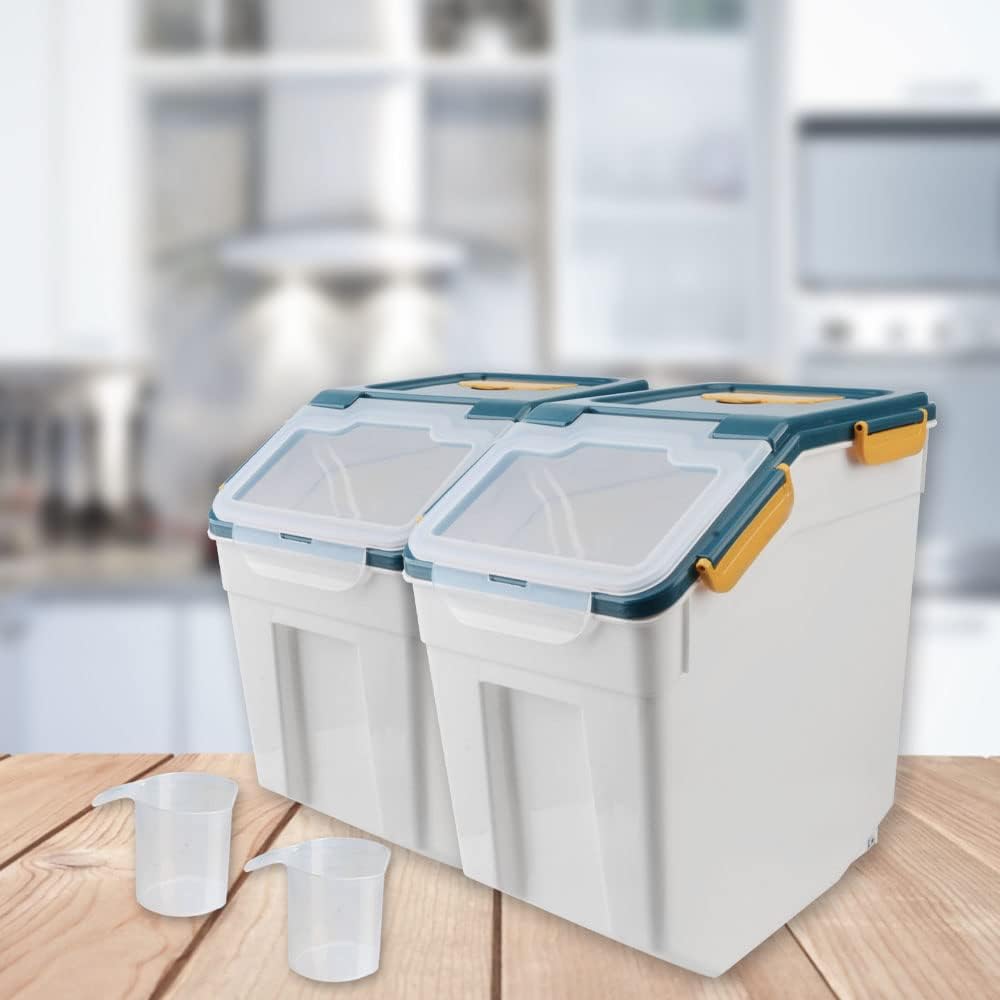 AnRui Airtight Flour Storage Container 25lb, Plastic Grain Storage Bucket, Rice Cereal Dispenser