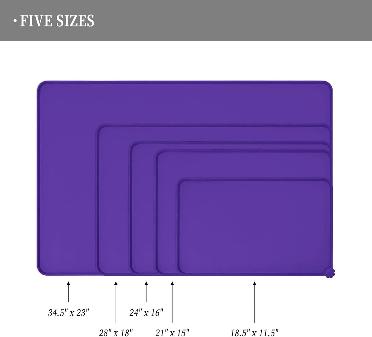 Waterproof Pet Feeding Mat with High Raised Edges, Heavier and Thicker Placemats for Cat Dog Water