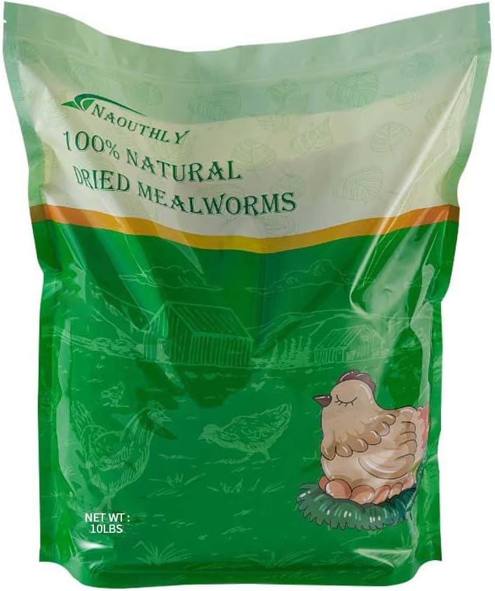 10lbs Dried Mealworms - Premium Non-GMO Chicken Feed, Nutritious High Protein Meal Worms- Food and