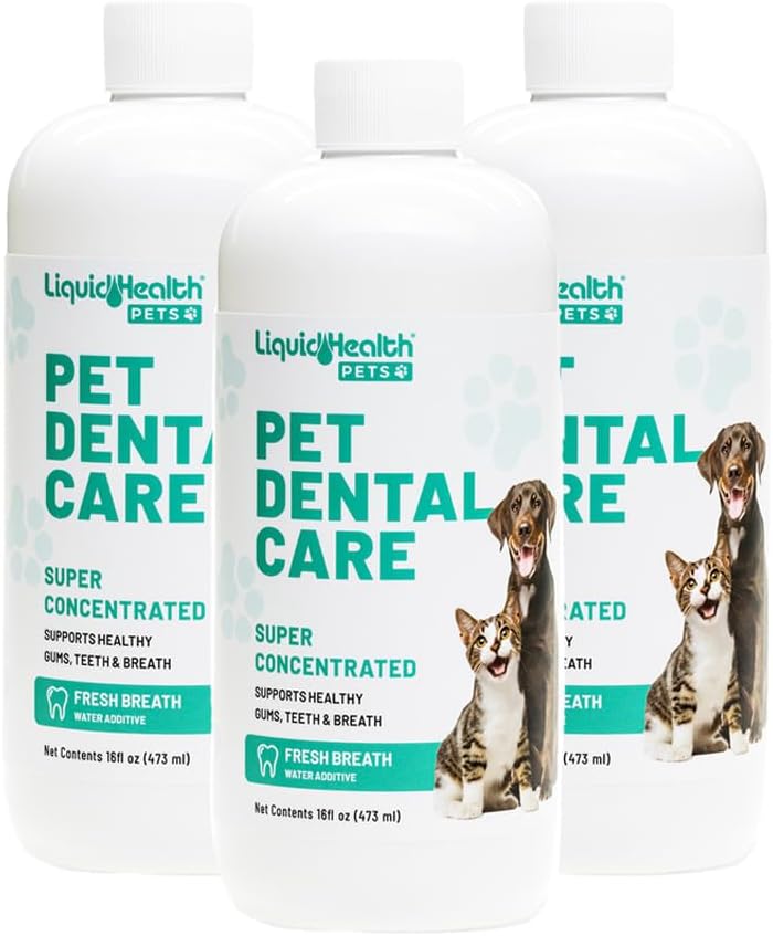 LIQUIDHEALTH Pet Dental Care Water Additive for Dogs & Cats - Fast Acting Pet Bad Breath Freshener