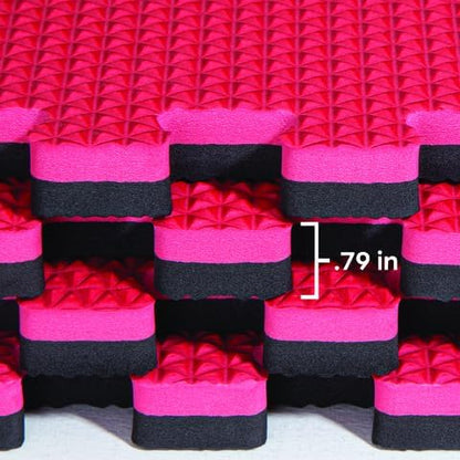 Norsk Reversible Gym Exercise Mats 3/4" Thick EVA Interlocking Foam Tiles, Perfect Home Gym