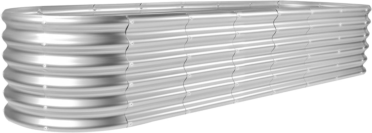 Land Guard 8×2×1.5ft Galvanized Raised Garden Bed Kit, Raised Garden Boxes Outdoor, Oval Metal