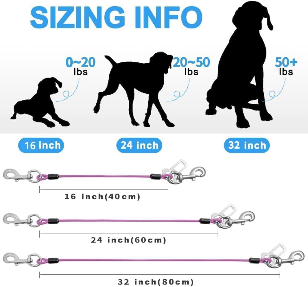 Dog Seat Belt Harness for Car,Dog Seatbelt of Coated Wire Leash Safety Restraint,No Chew Tether