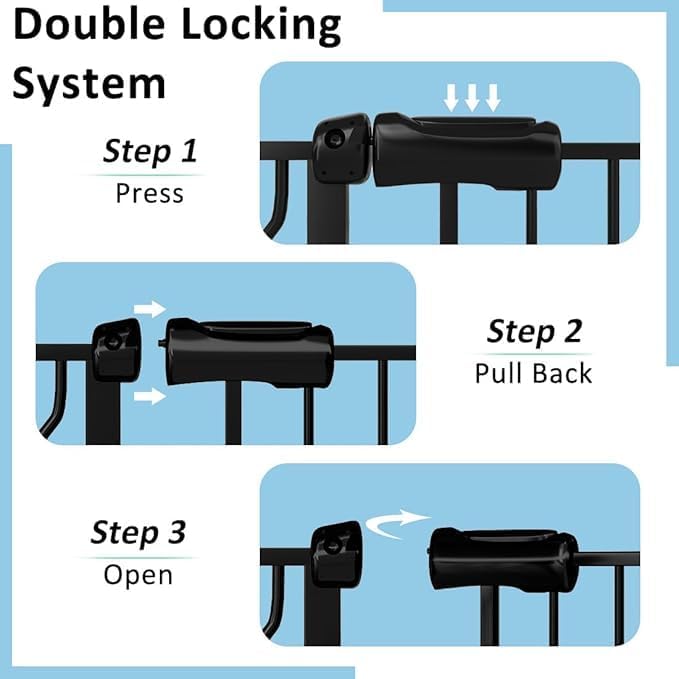 62.2"-71.65" Extra Wide Auto Closing Baby Safety Gate for Stairs & Doorways, Pressure Mounted No