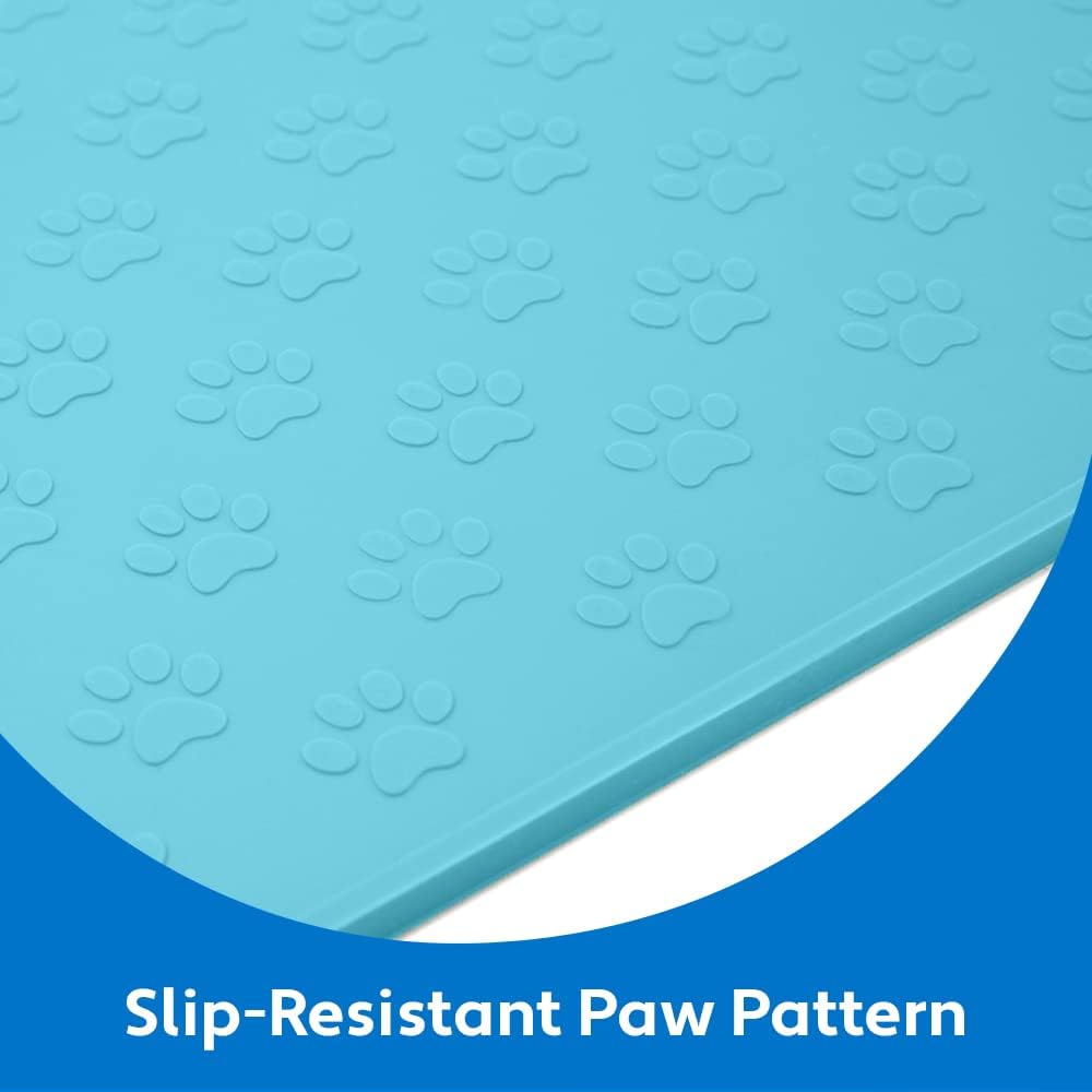 MIGHTY MONKEY 100% Waterproof Dog Food Mat, Raised Edges Silicone Pet Feeding Placemat for Cat