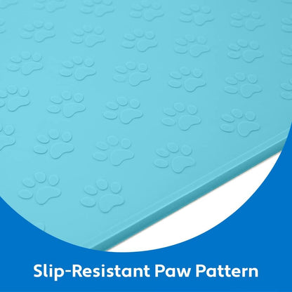 MIGHTY MONKEY 100% Waterproof Dog Food Mat, Raised Edges Silicone Pet Feeding Placemat for Cat