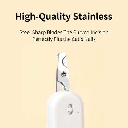 PAKEWAY Pet Nail Clipper with LED & -U-V Light, Cat Claw Trimmer with Ultra Bright LED Light for